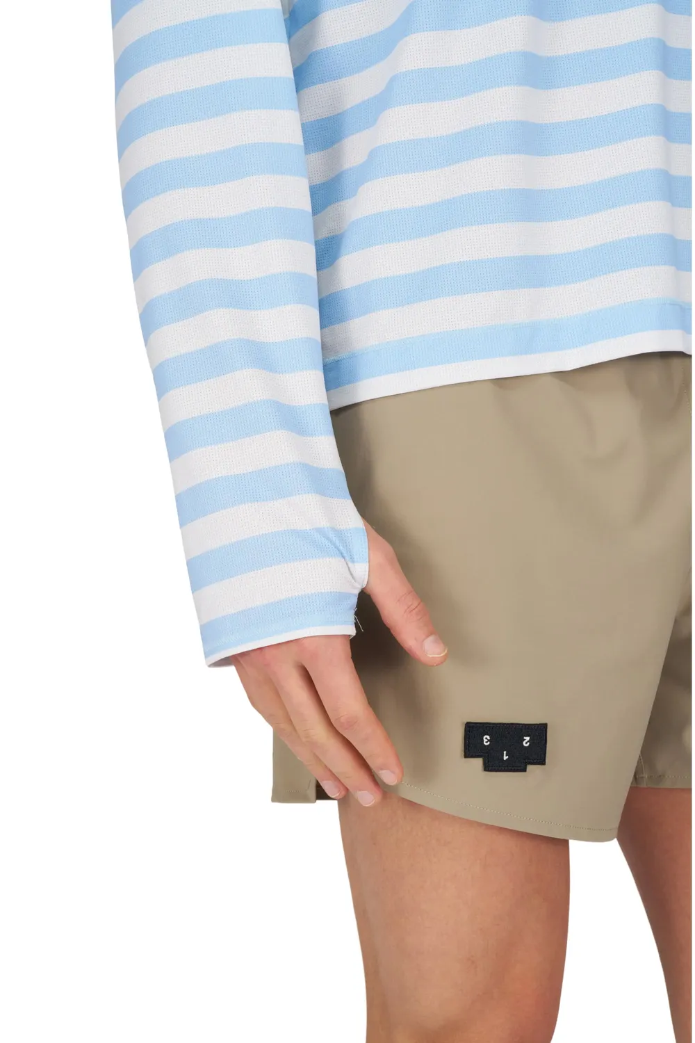 UNNA Striped LS Laufshirt Baby Blue langarm schnelltrocknend
