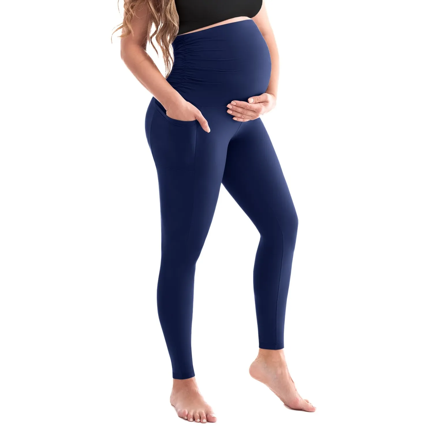 SINOPHANT Umstandsleggings Damen Braun S mit Taschen