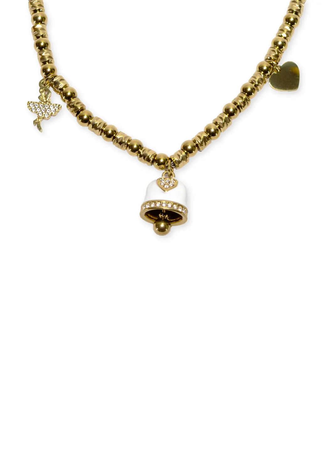 Freddy Charm-Kette Gold Kugel Weiß Einheitsgröße