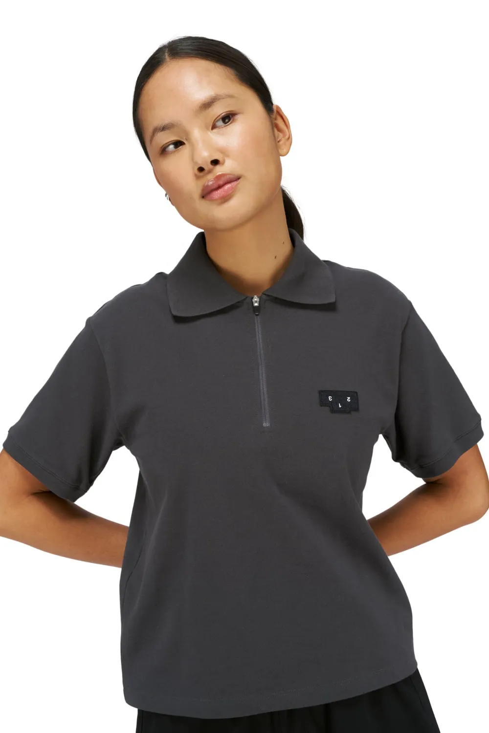 UNNA Polo Run Shirt W Poloshirt Off Black Bio-Baumwolle