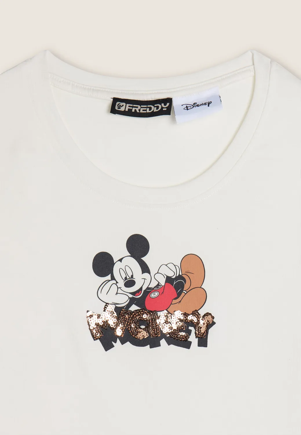 Freddy Mickey T-Shirt cropped Slim Schwarz