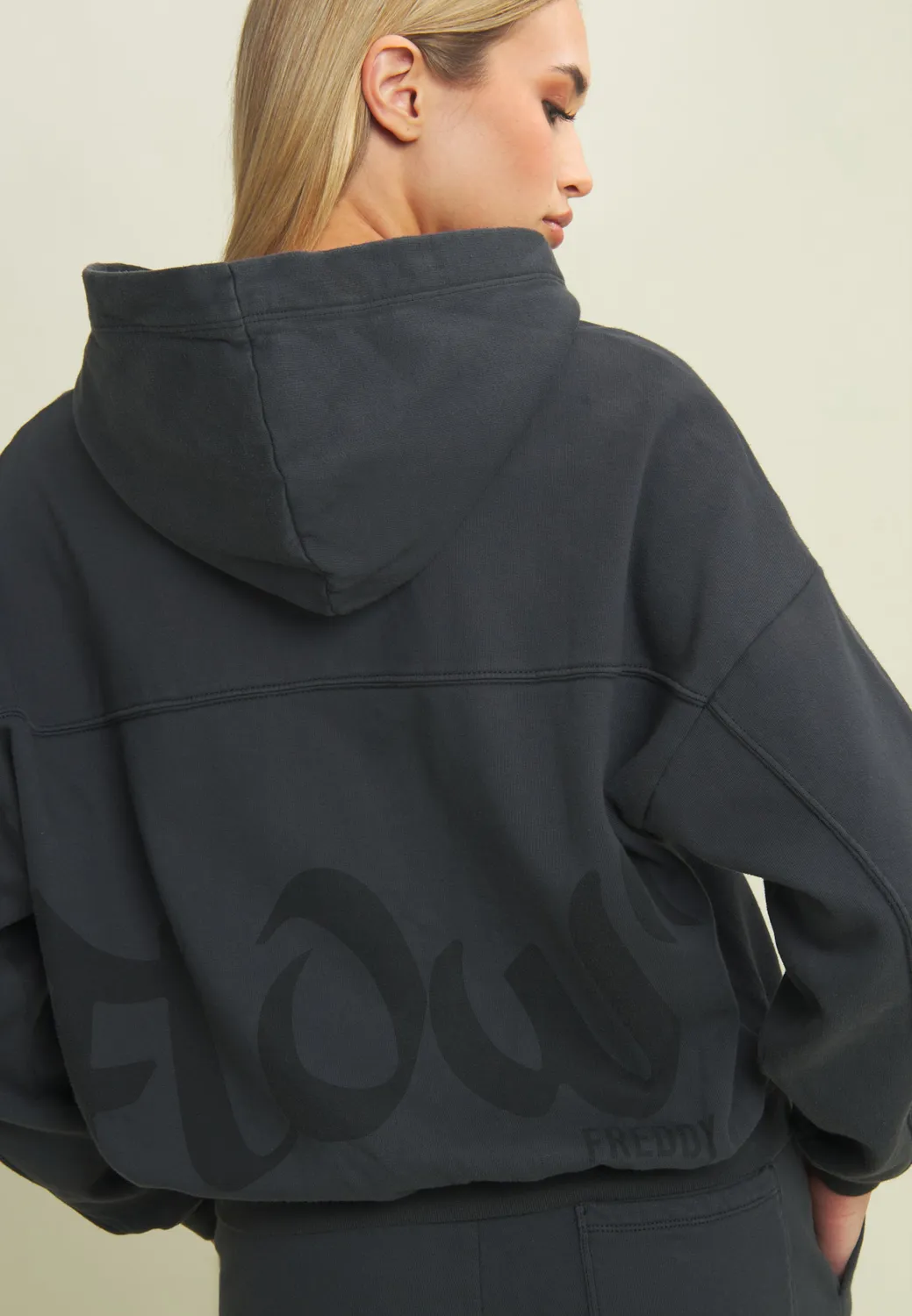 Freddy Flow Oversize Cropped Sweatjacke Grau Zip