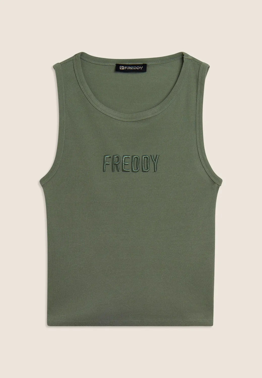 Freddy Cropped Tanktop Damen Ripp mit Sticklogo