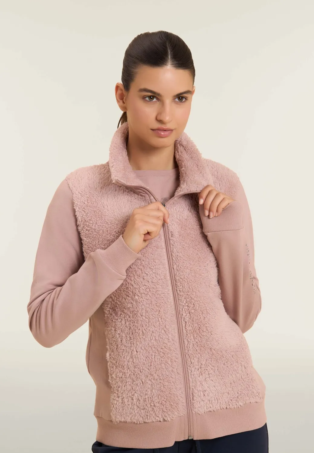 Freddy Sherpa Sweatjacke Damen mit Zip hoher Kragen