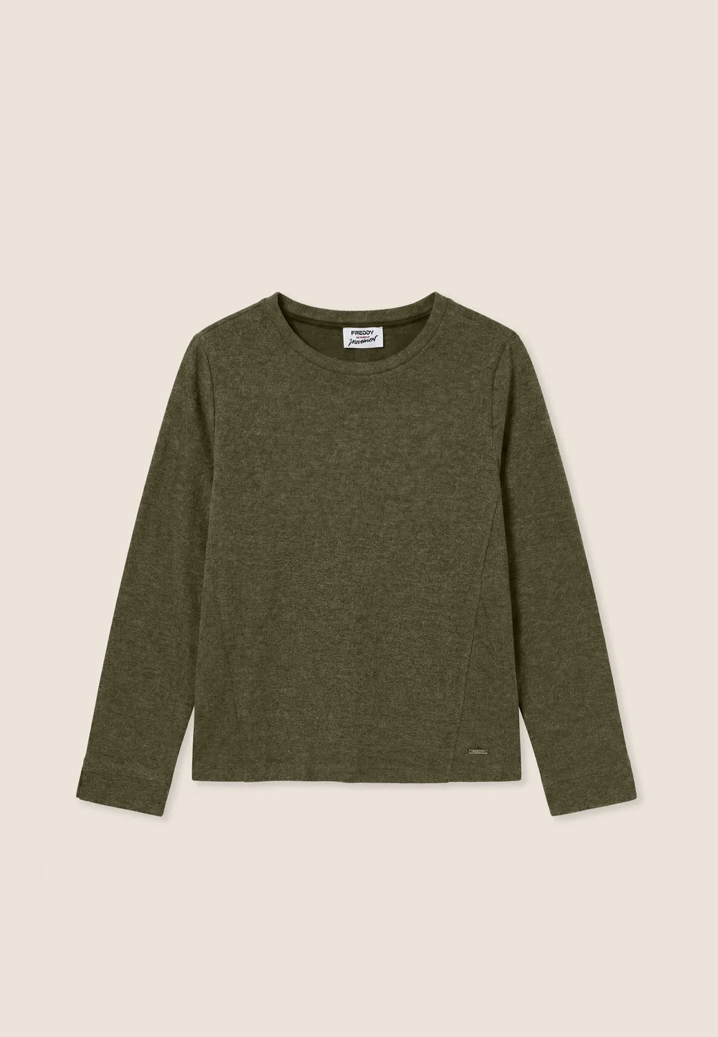 Freddy Rundhals Sweatshirt Tricot-Effekt Burro Brown Melange M