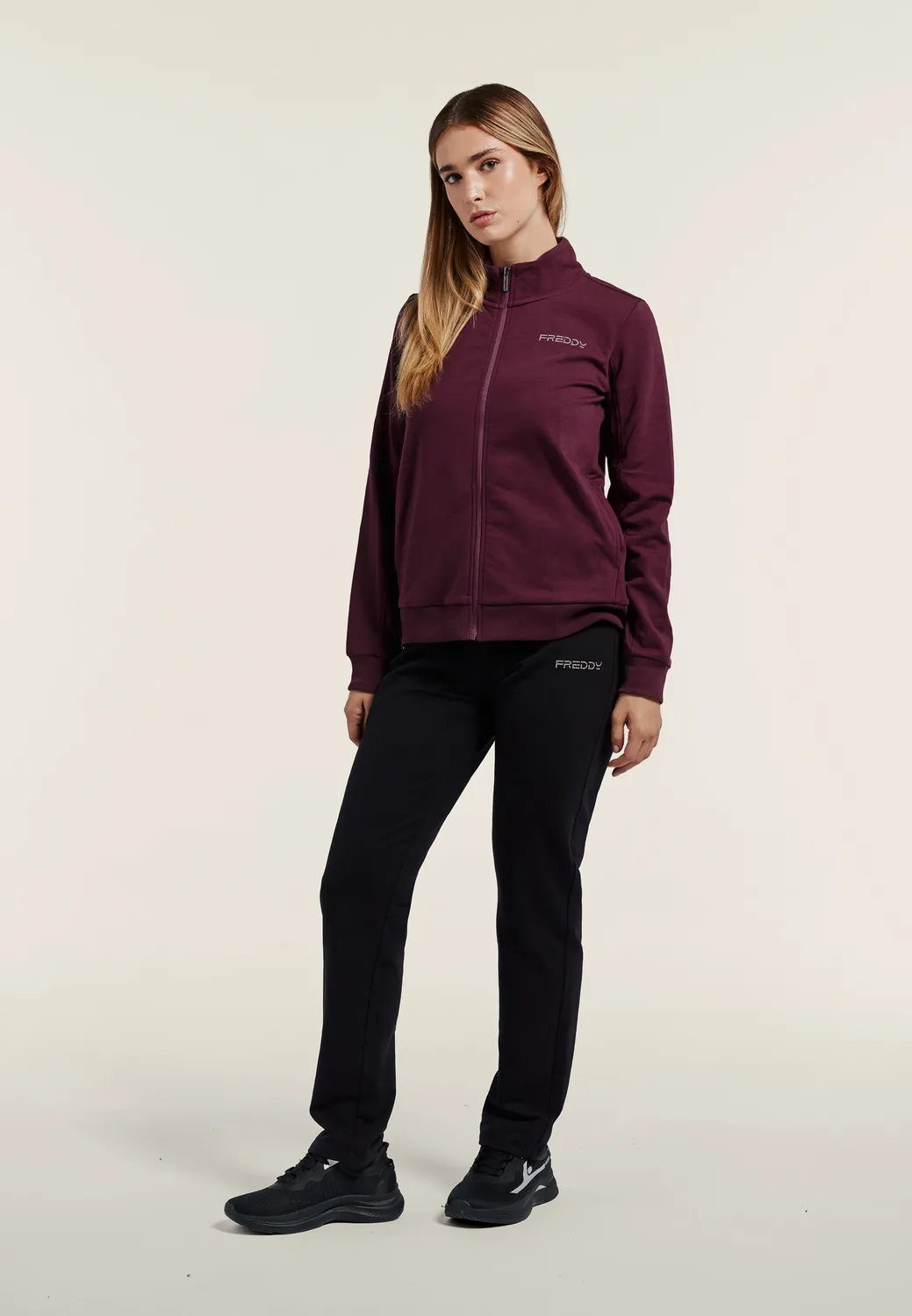 Freddy Trainingsanzug Damen Schwarz Perlen-Logo warm