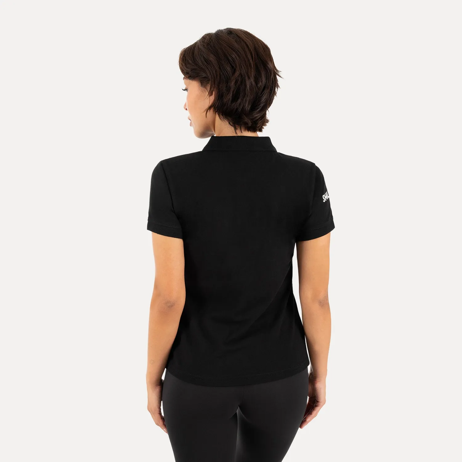 Smilodox Lunara Soreya Basic Poloshirt Schwarz Baumwolle