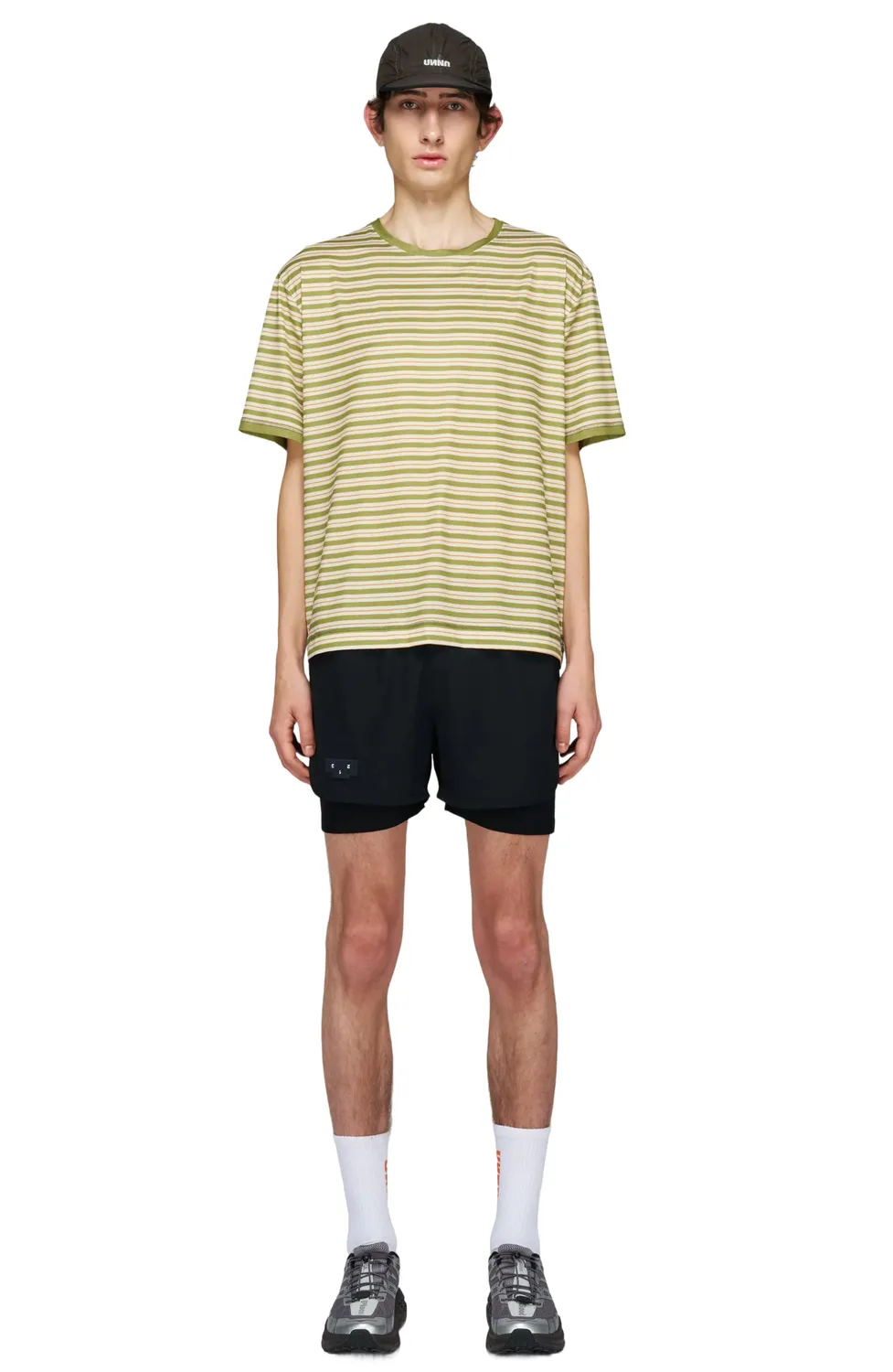 UNNA Wavy Tee Striped T-Shirt Sage Stripe Polyester