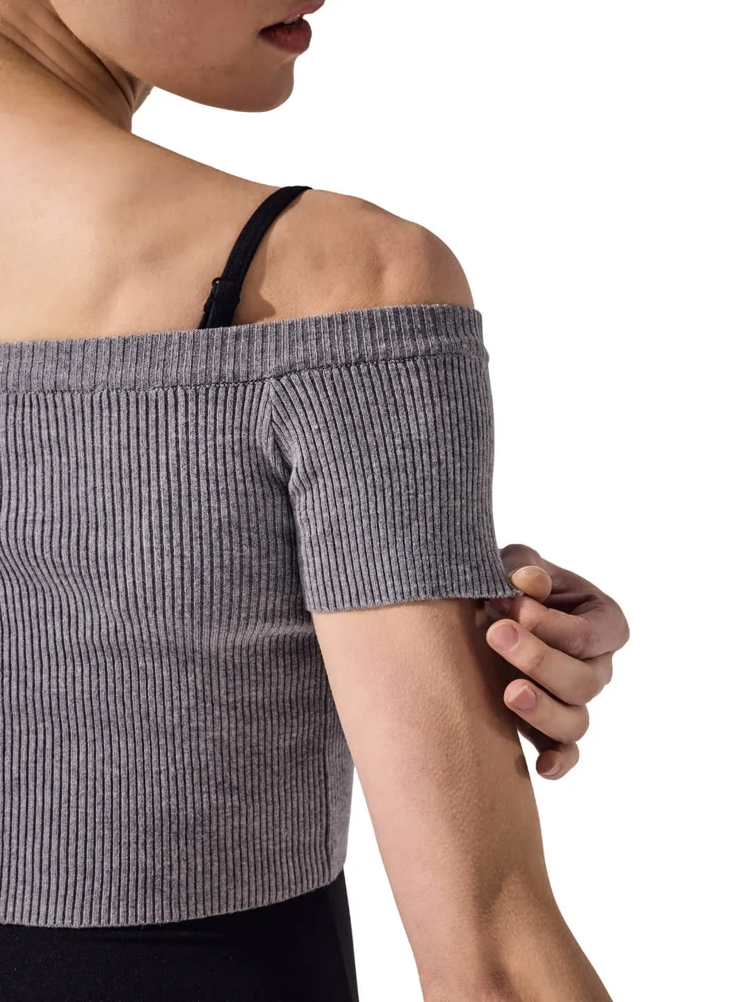 Capezio 11383W Cropped Pullover Schwarz schulterfrei