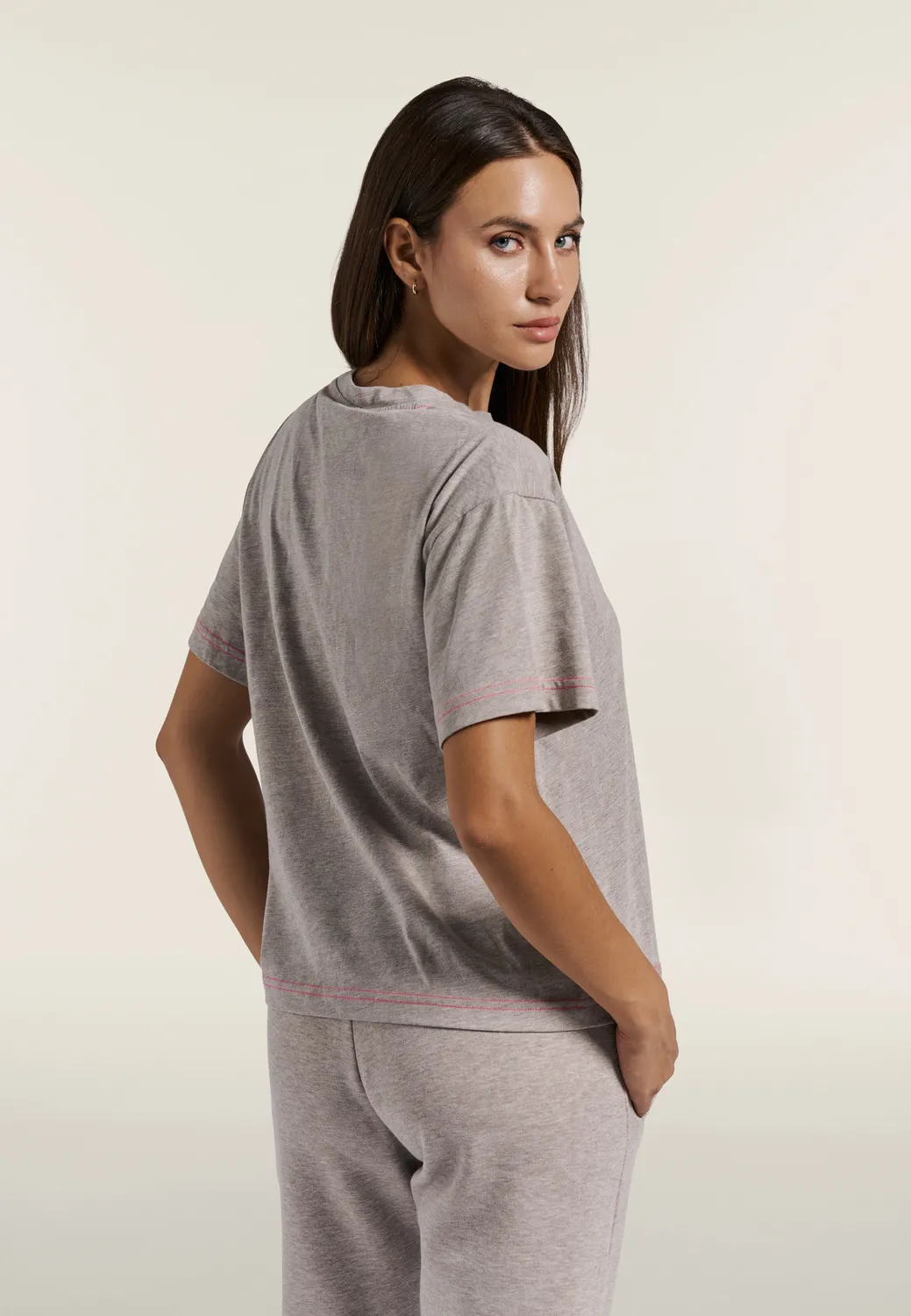 Freddy T-Shirt Damen Jersey Melange Comfort grau