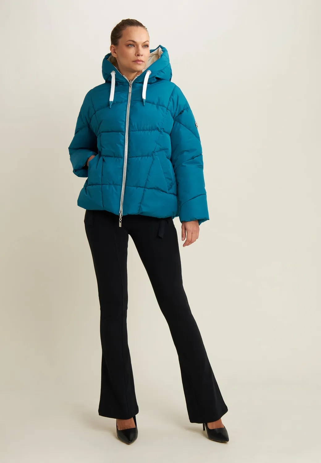 Freddy Double-Face Daunenjacke Schwarz-Weiß Warm