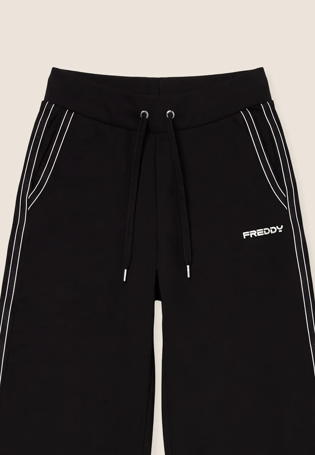 Freddy Comfort Sporthose schwarz weites Bein Perlenbande