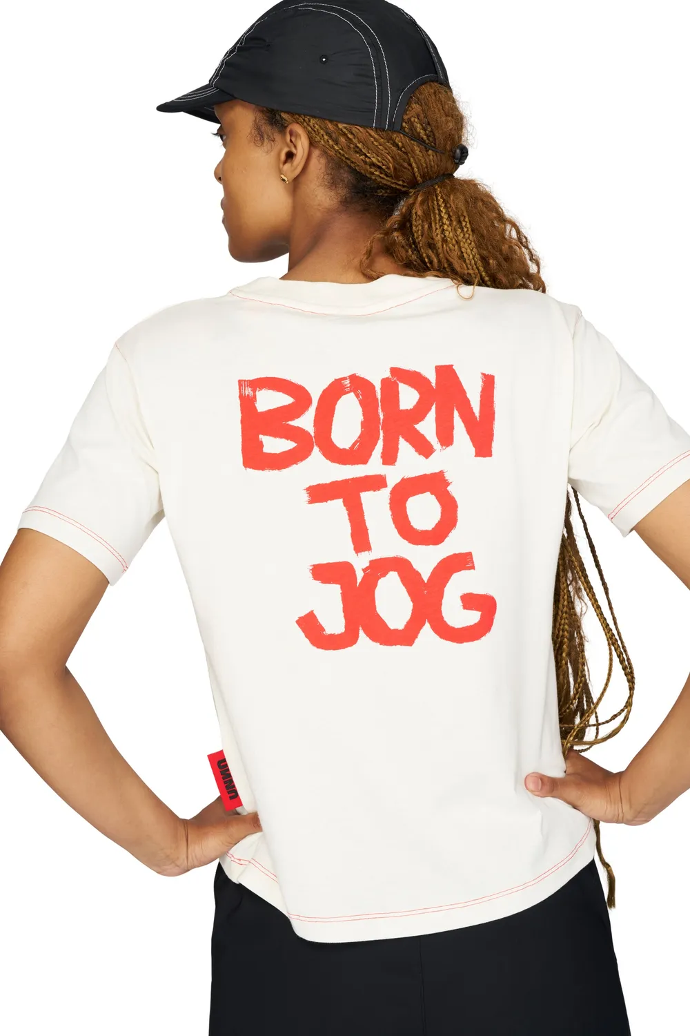 UNNA Born To Jog Tee W T-Shirt Vanilla White Baumwolle