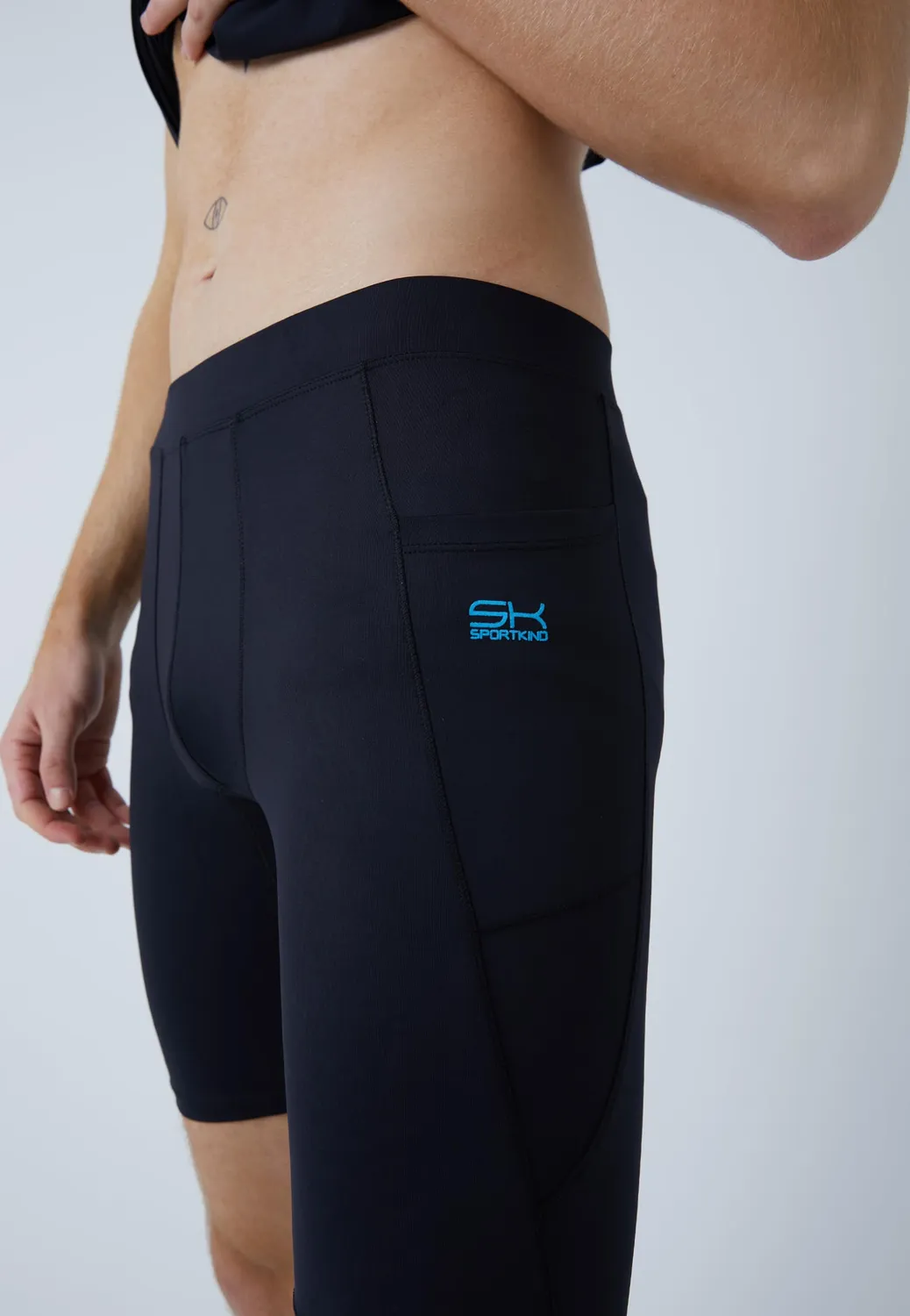 SPORTKIND Short Tights Herren kurze Leggings Taschen UV-Schutz