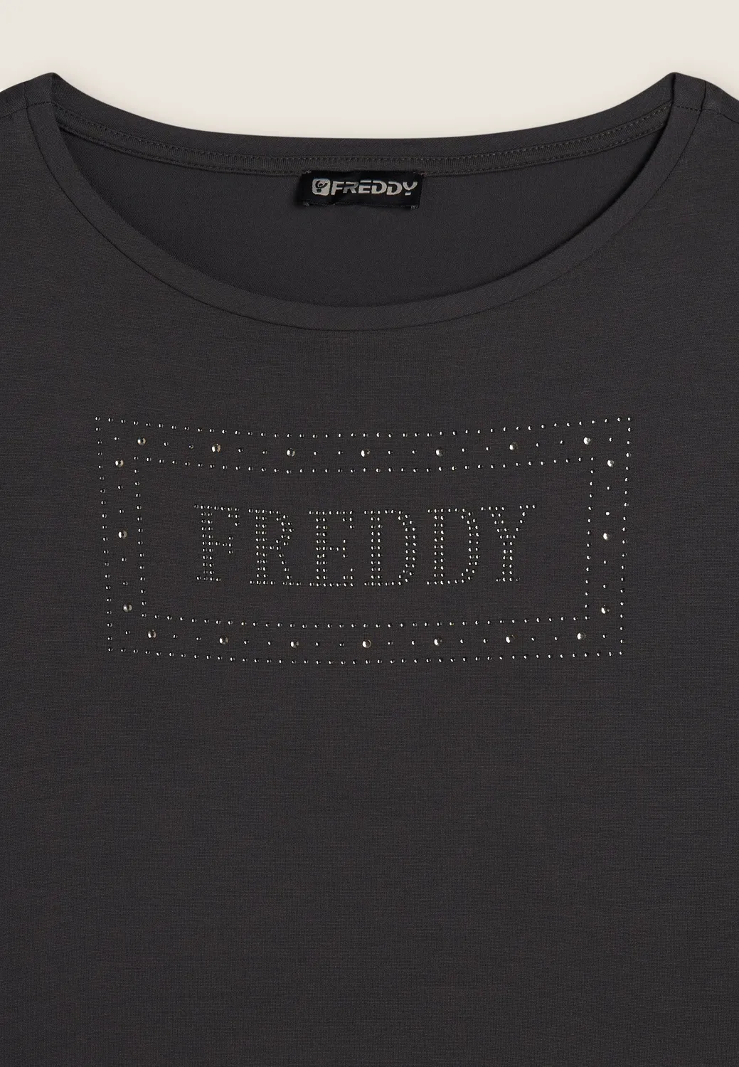 Freddy Strass Logo T-Shirt Schwarz Damen Viskose