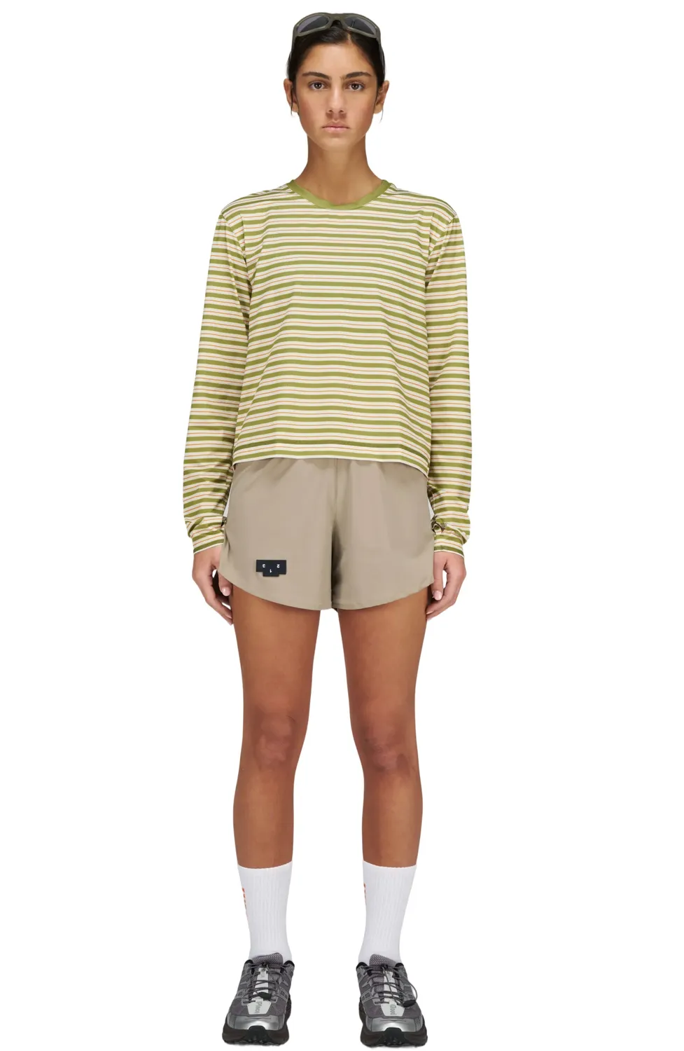 UNNA Striped LS Langarmshirt Damen Sage Stripe Atmungsaktiv