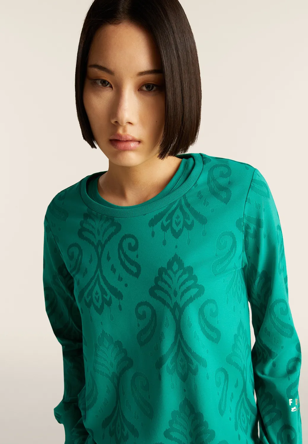 Freddy Sweatshirt Damen Ikat Black Blumen Rundhals