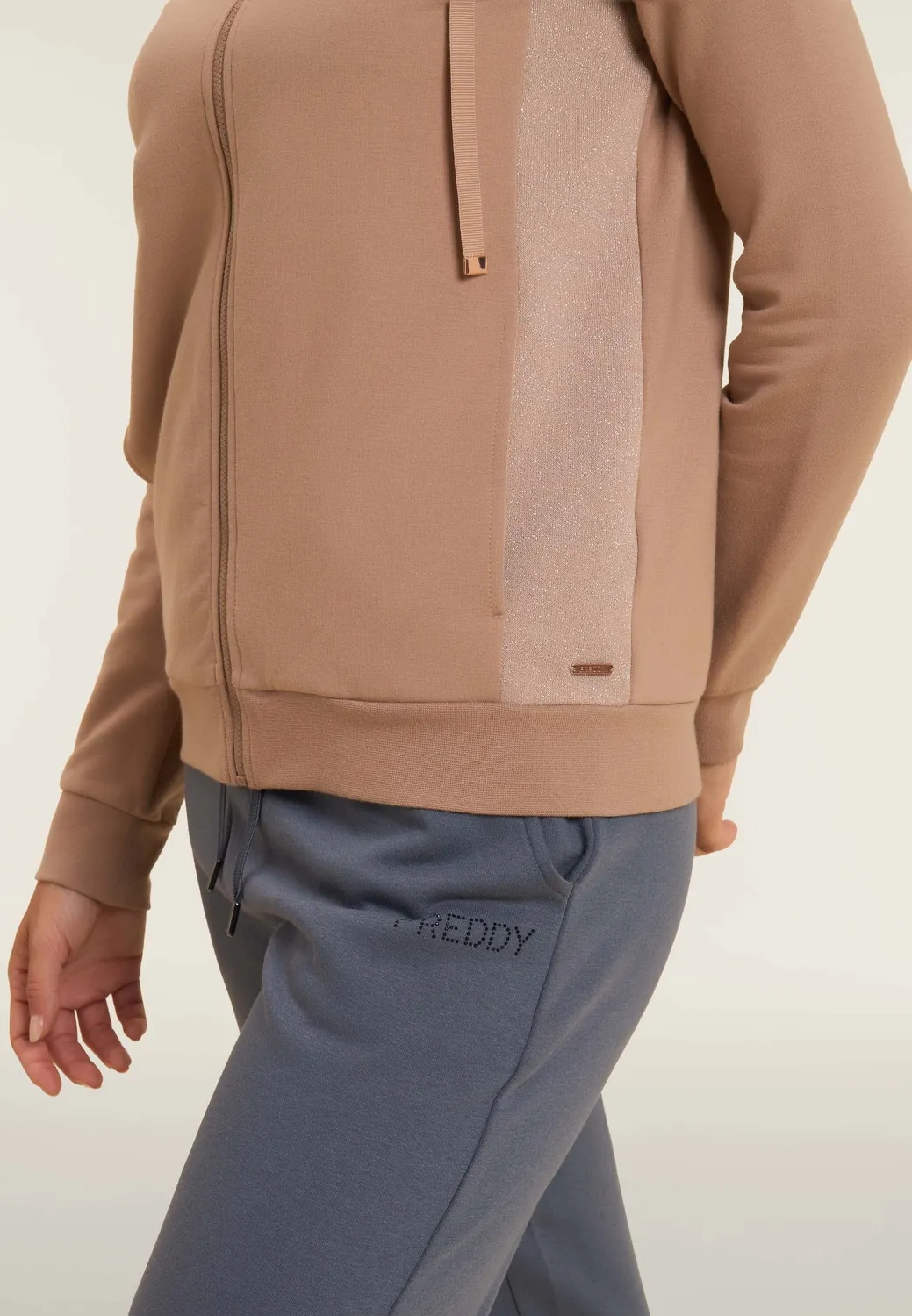 Freddy Sweatjacke Damen Full-Zip Lurex Stehkragen