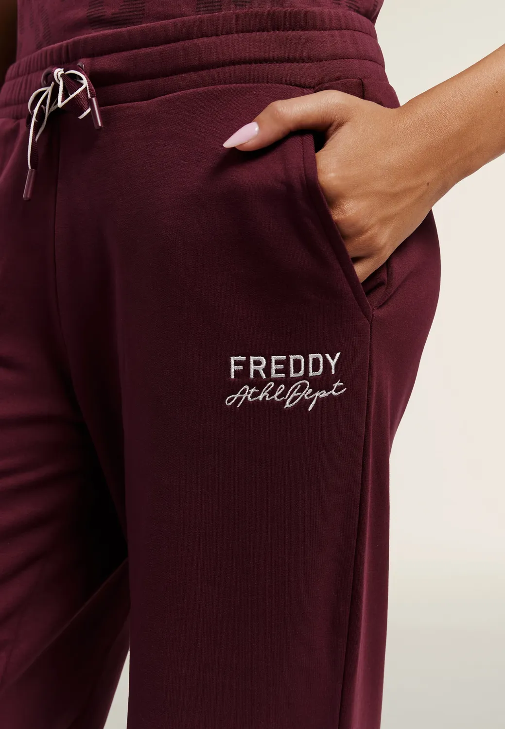 Freddy Damen Wide Leg Sweathose Baumwolle Schwarz