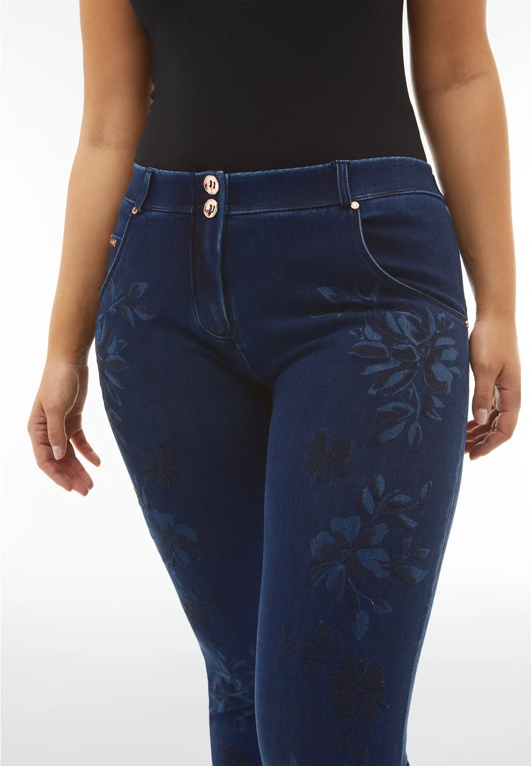 Freddy WR.UP 7/8 Skinny Jeans Blumen Dark Denim
