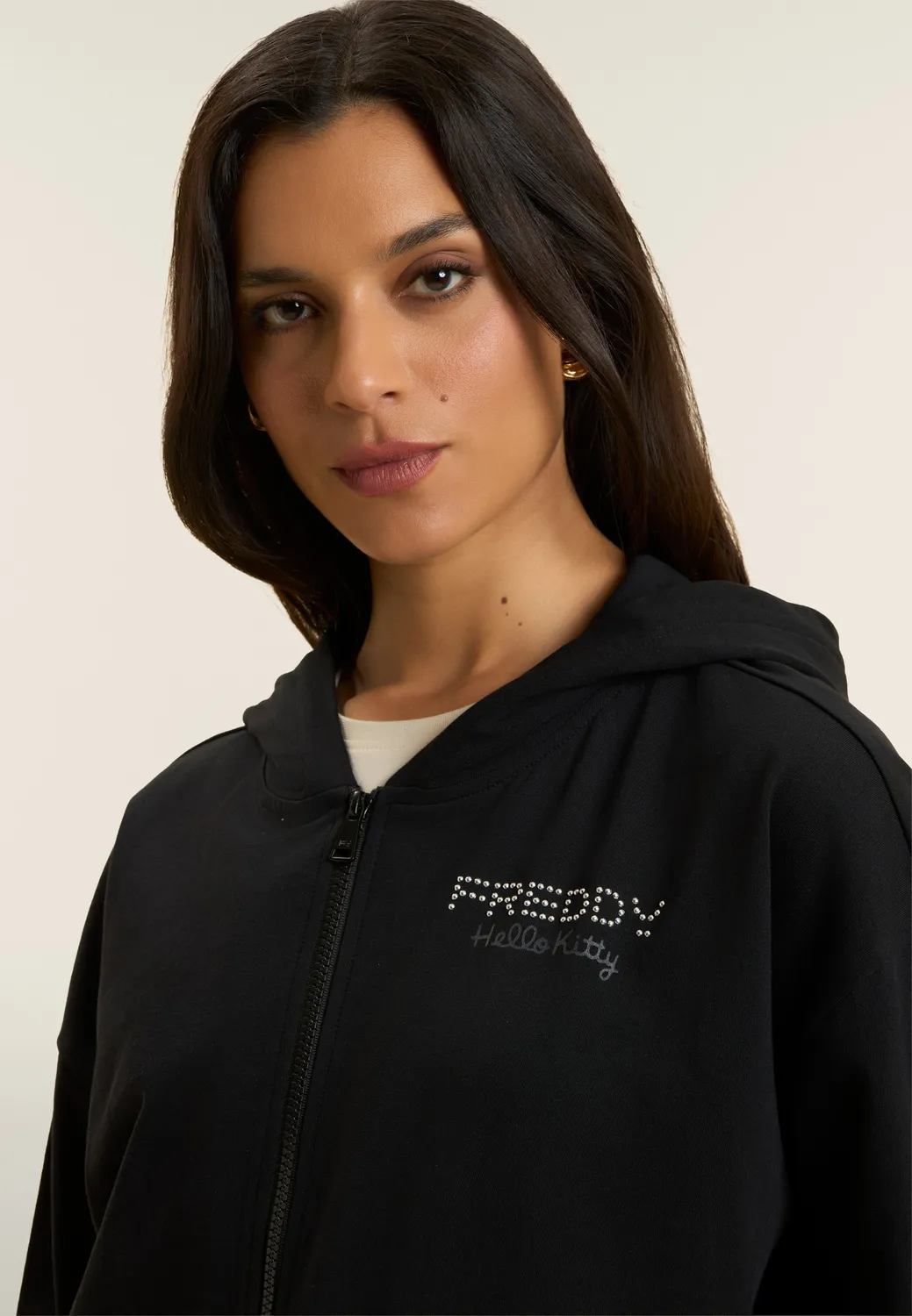 Freddy Hello Kitty Hoodie Schwarz mit Zip