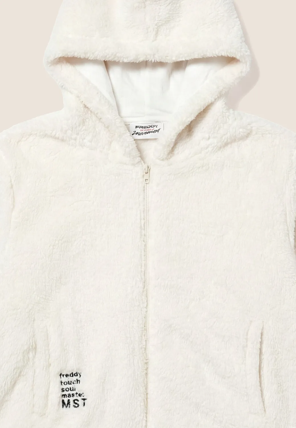 Freddy Teddy-Fleece Hoodie Schwarz Cropped warm