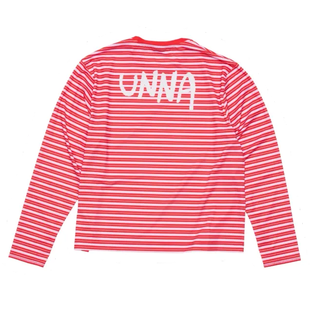 UNNA Striped LS Langarmshirt Herren Turbo Rose gestreift