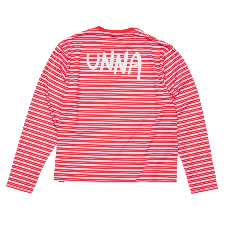 UNNA Striped LS Langarmshirt Herren Turbo Rose gestreift