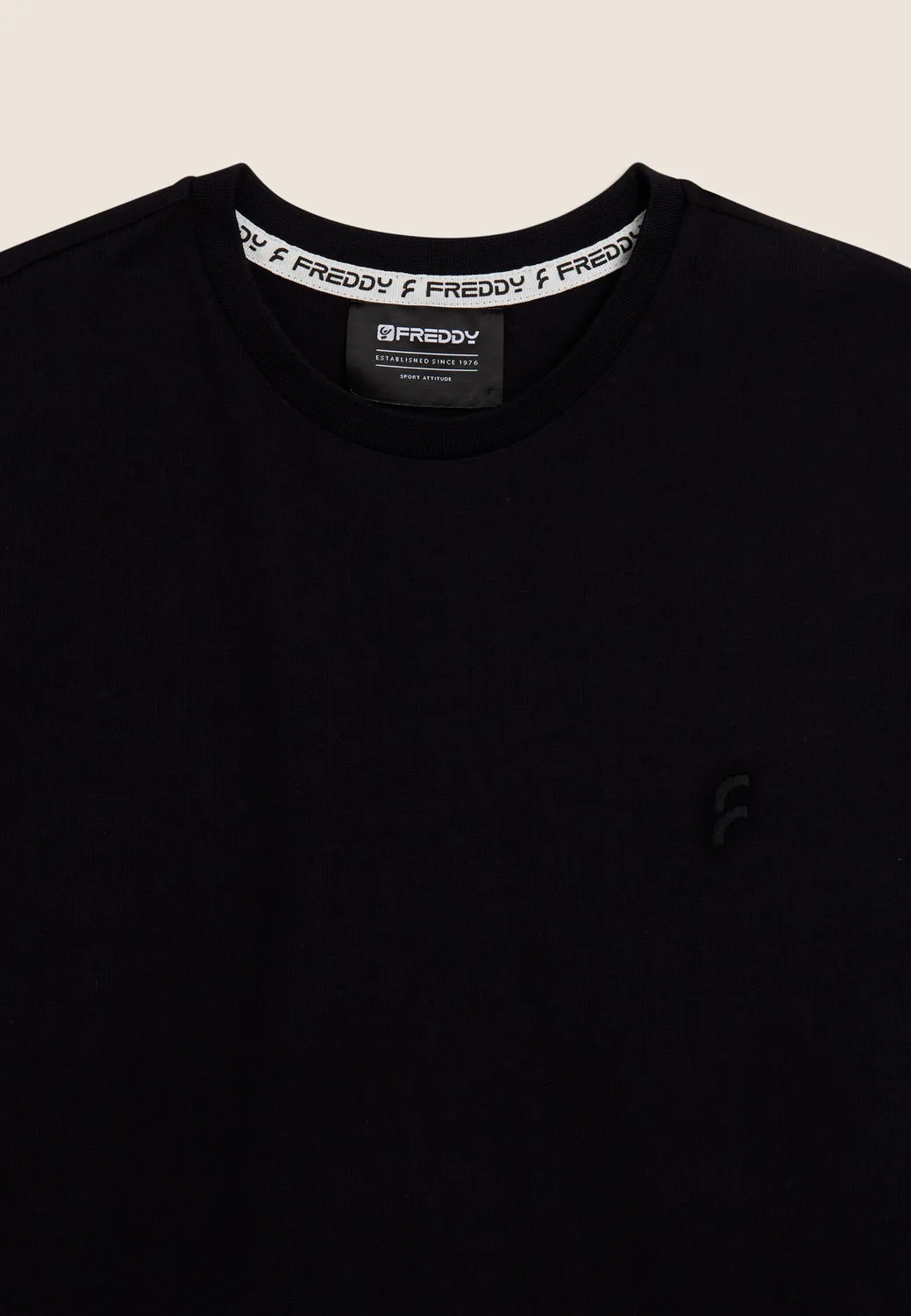 Freddy Langarmshirt Baumwolle Sticklogo Schwarz Regular Fit