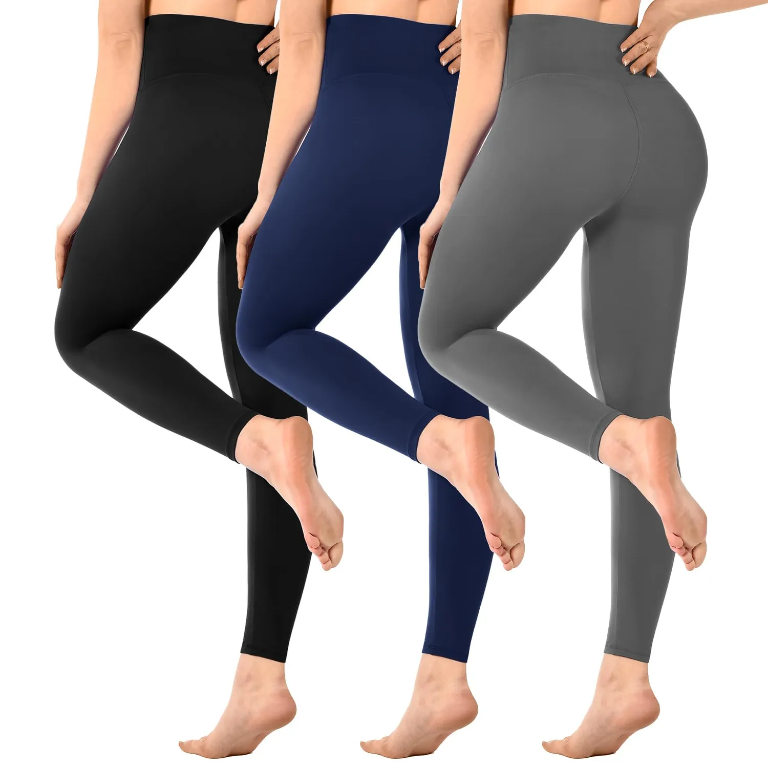 SINOPHANT Leggings High Waist Schwarz 3er blickdicht