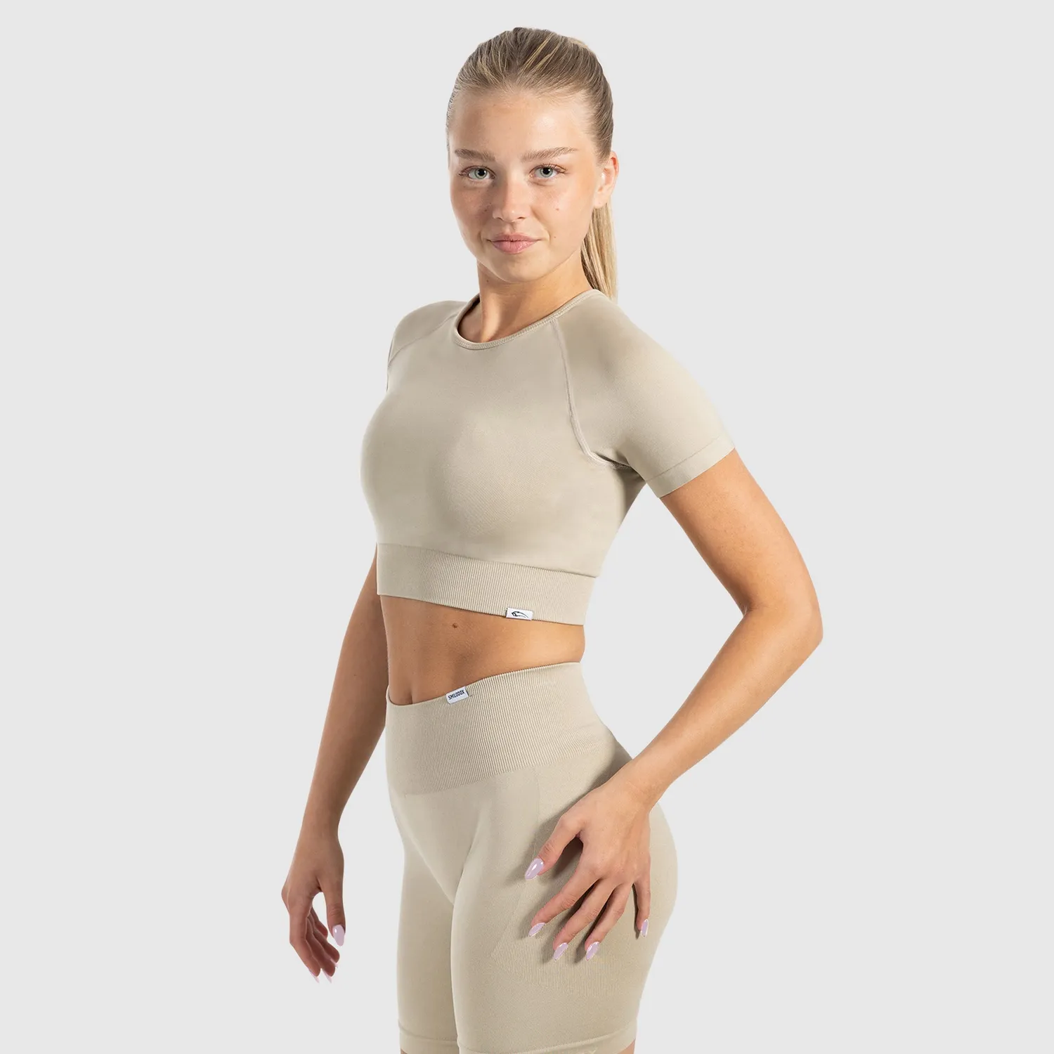 Smilodox Elna Crop Shirt Schwarz Damen kurz