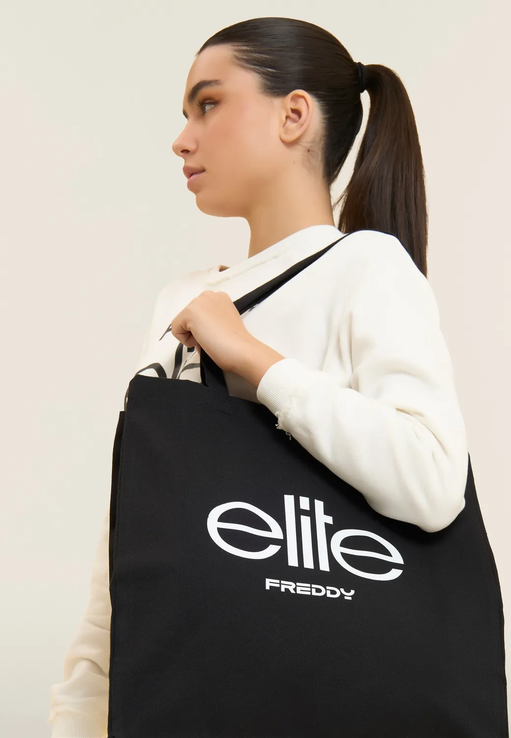 Freddy Elite Shopper Tasche Schwarz Canvas groß