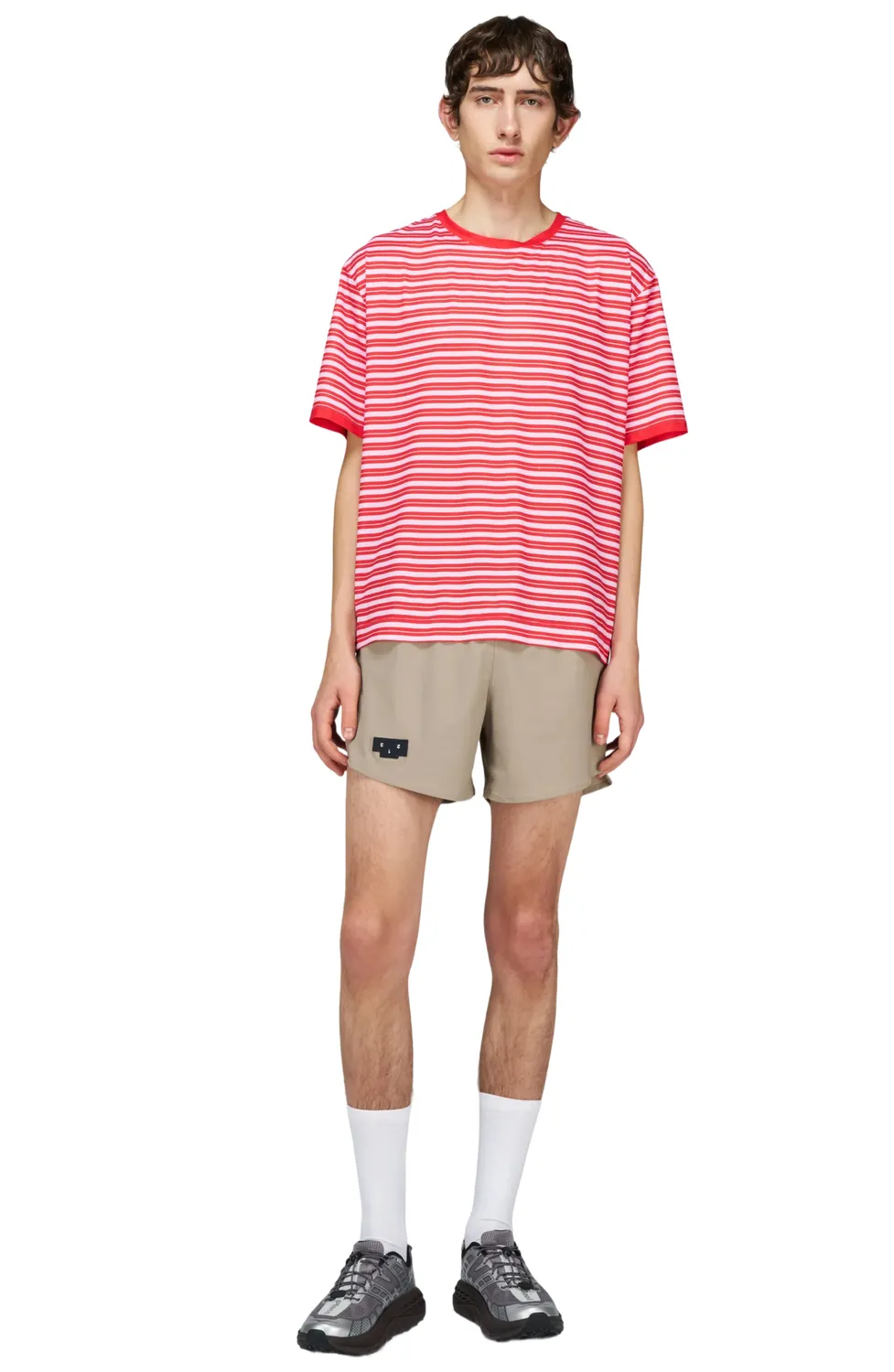UNNA Wavy Tee Striped Laufshirt Turbo Rose atmungsaktiv