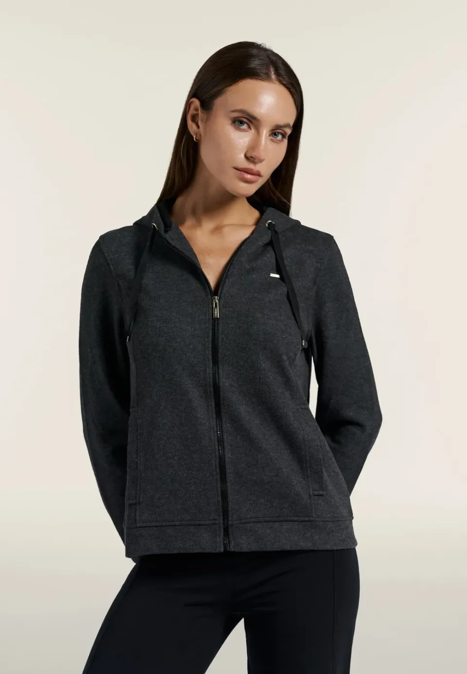 Freddy Damen Kapuzenjacke Full-Zip Tricot Melange Black