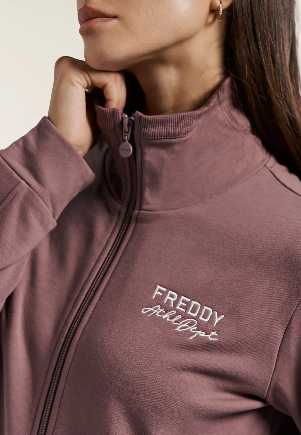 Freddy Damen Sweatjacke Asymmetrisch Zip Rose Taupe