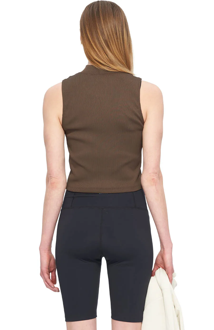 UNNA Balance Crop Top Croptop Wren Brown gerippt
