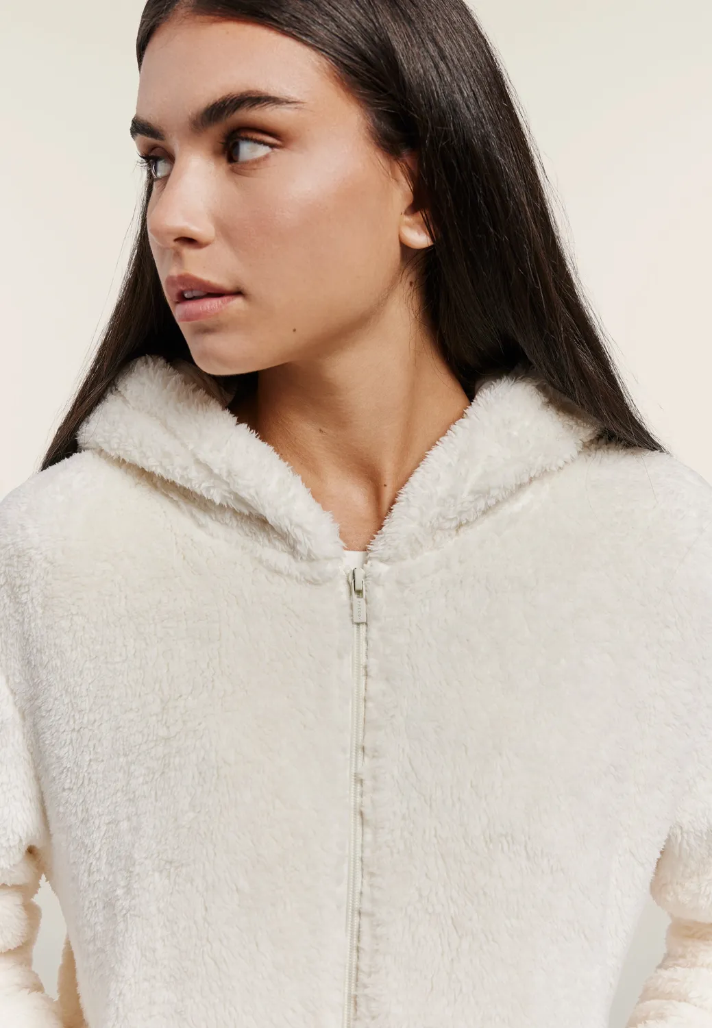 Freddy Teddy-Fleece Hoodie Schwarz Cropped warm