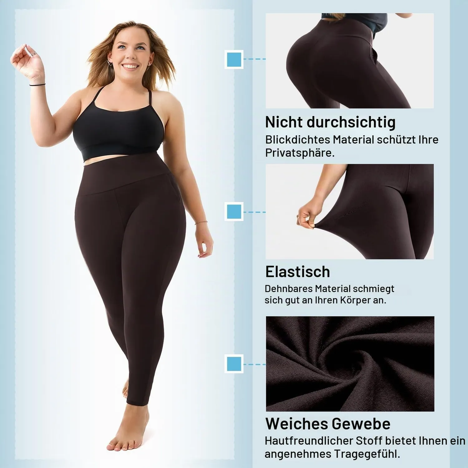SINOPHANT High Waist Yogahose Damen schwarz blickdicht