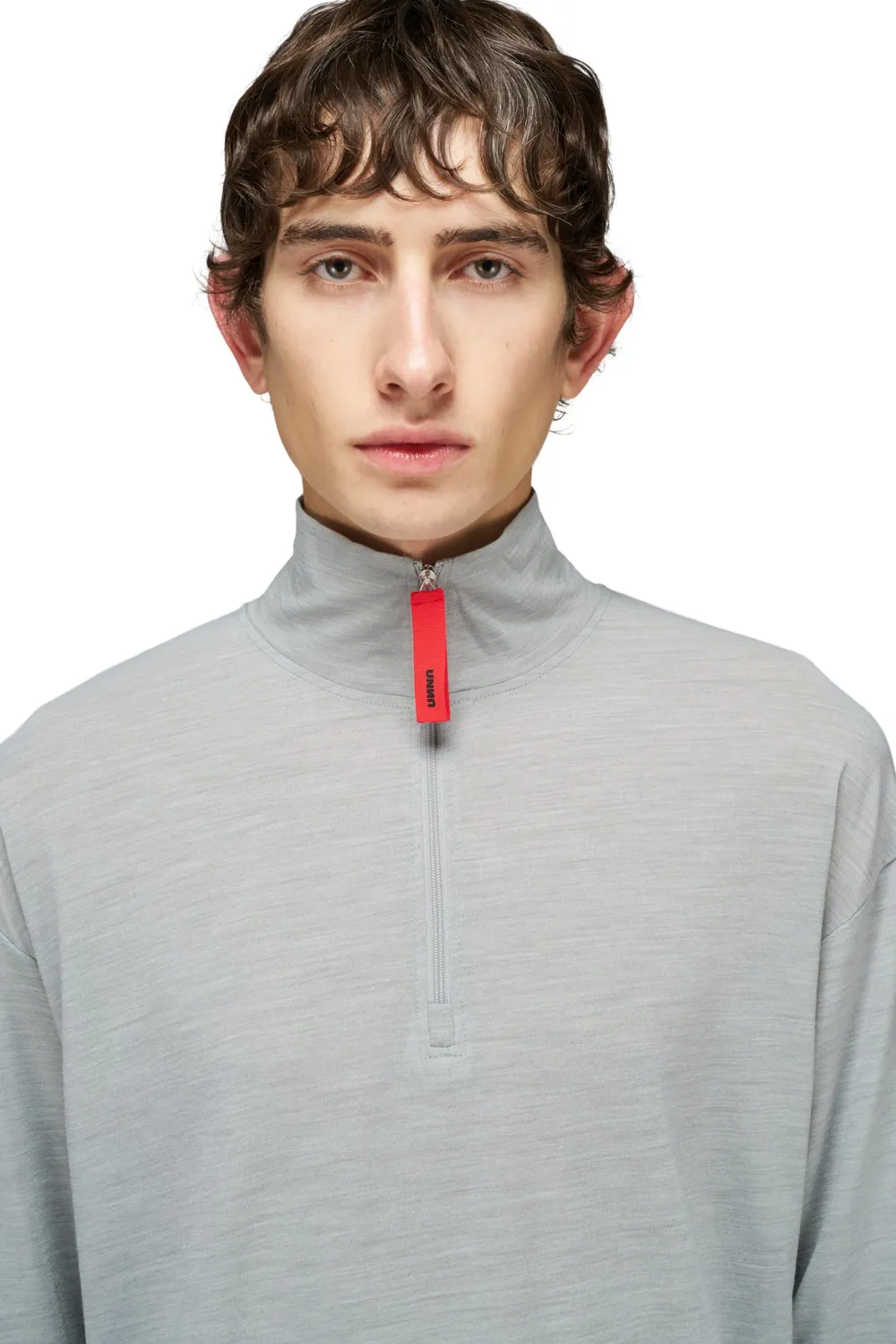 UNNA Zip Up Wool Layer Longsleeve Pearl Grey Wolle