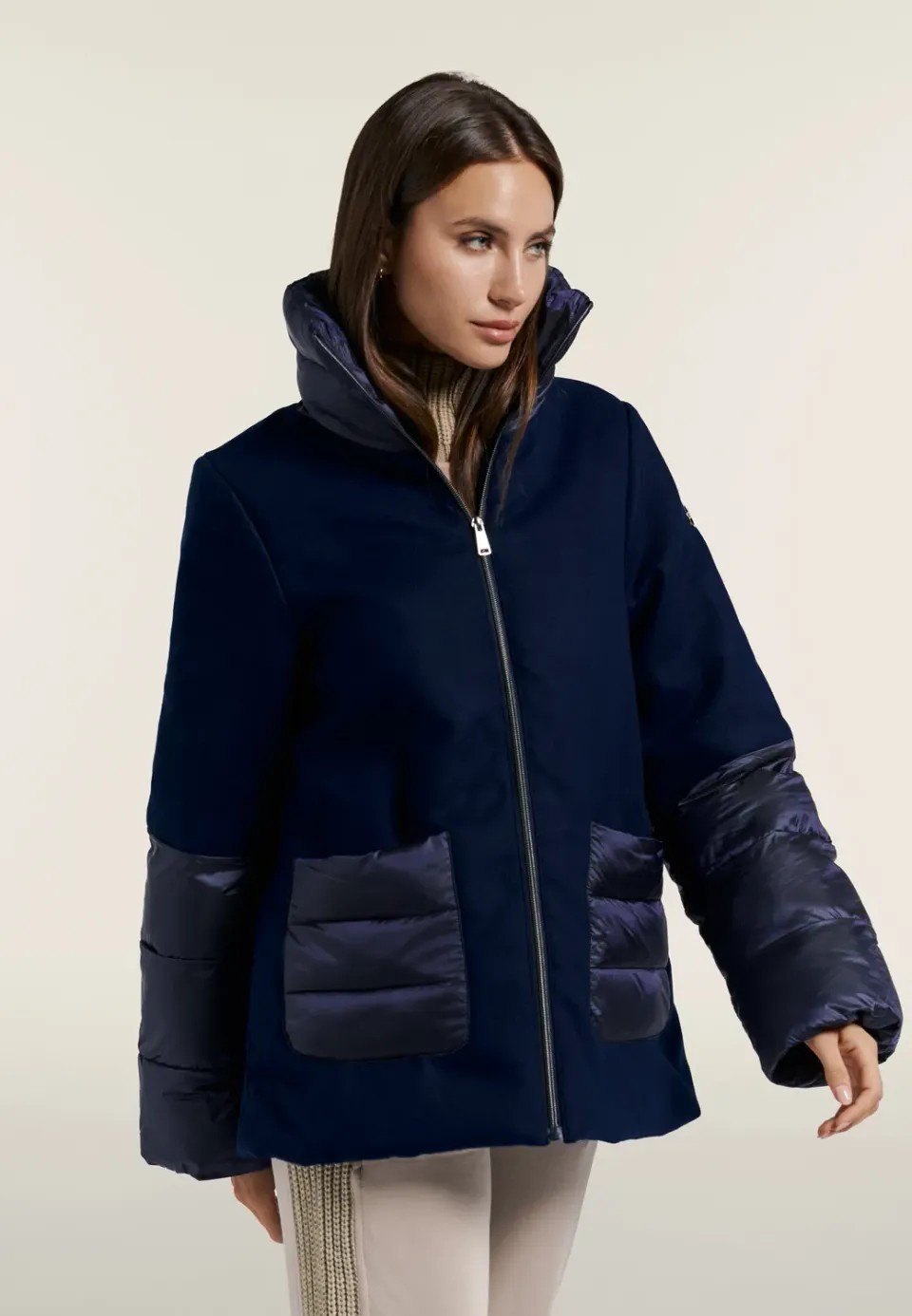 Freddy Damen Steppjacke Flanell Shimmer Wattiert Blau
