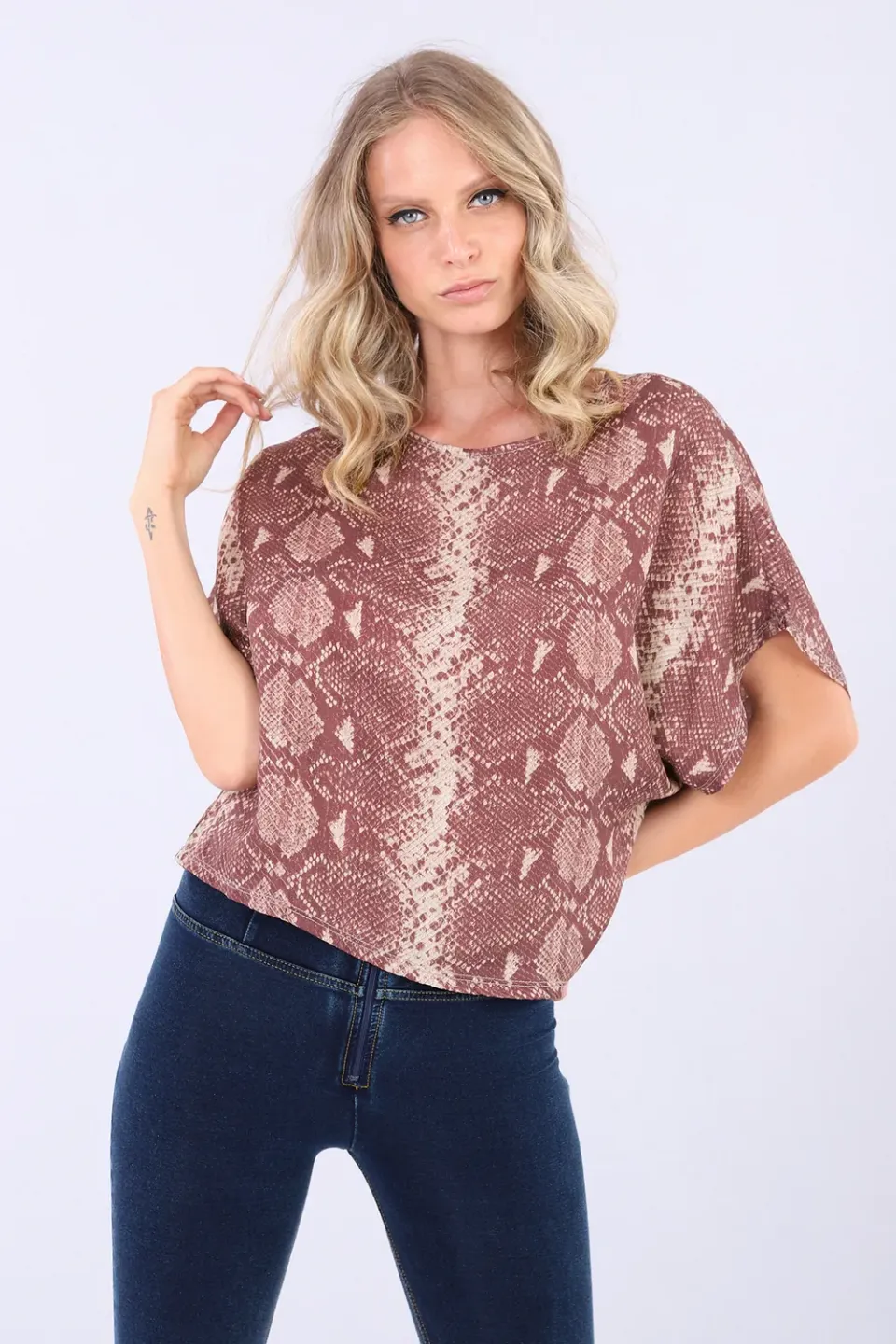 Freddy Reptile Top Damen bordeaux weit