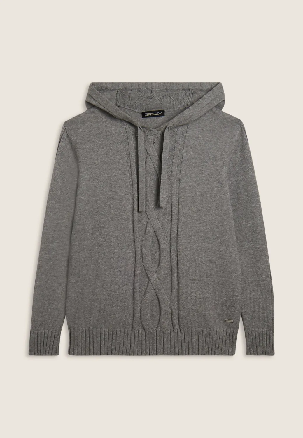 Freddy Strick-Hoodie Zopfmuster Melange Gray