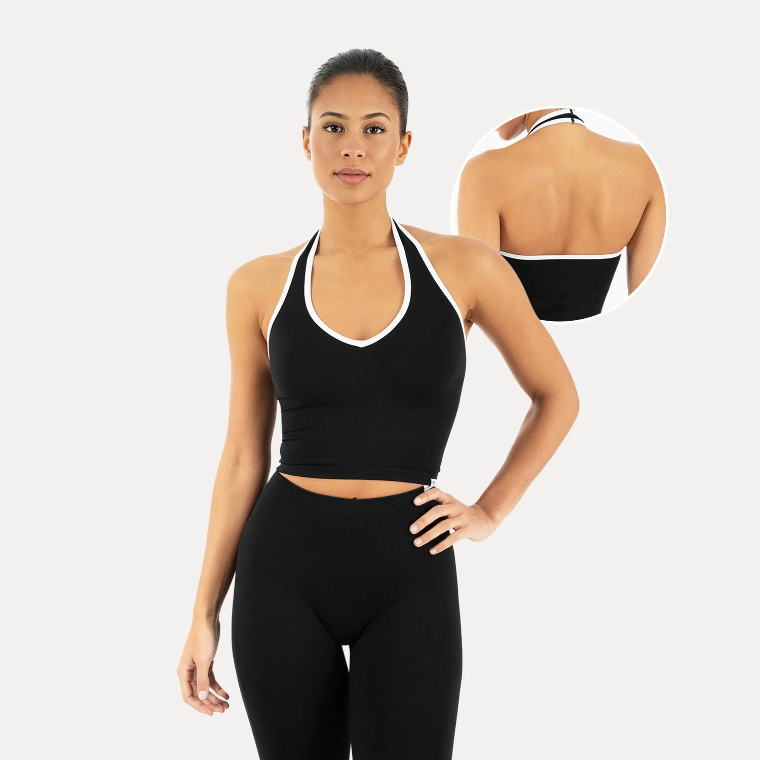 Smilodox Lunara Theda Sporttop Schwarz Halterneck