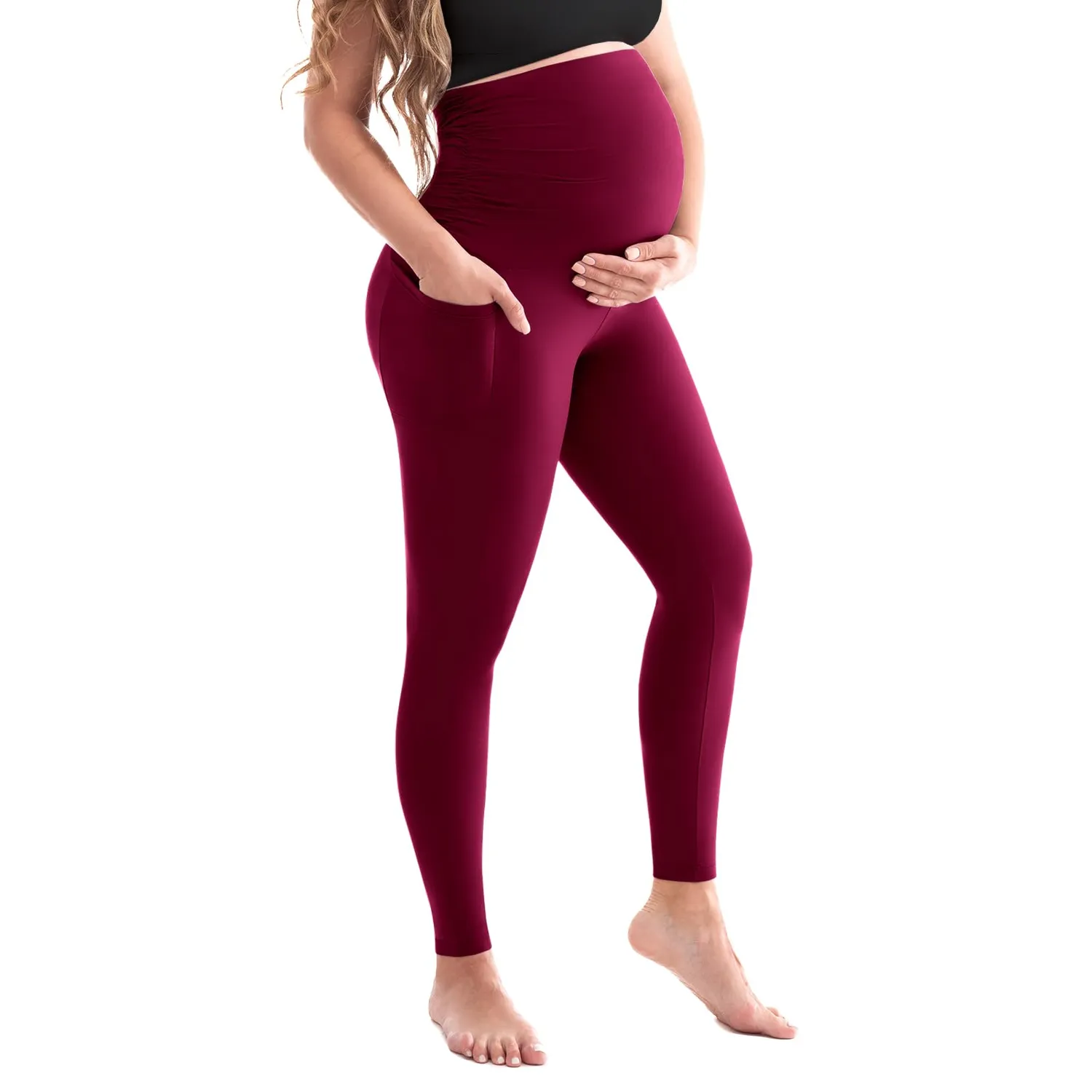 SINOPHANT Umstandsleggings Damen Braun S mit Taschen