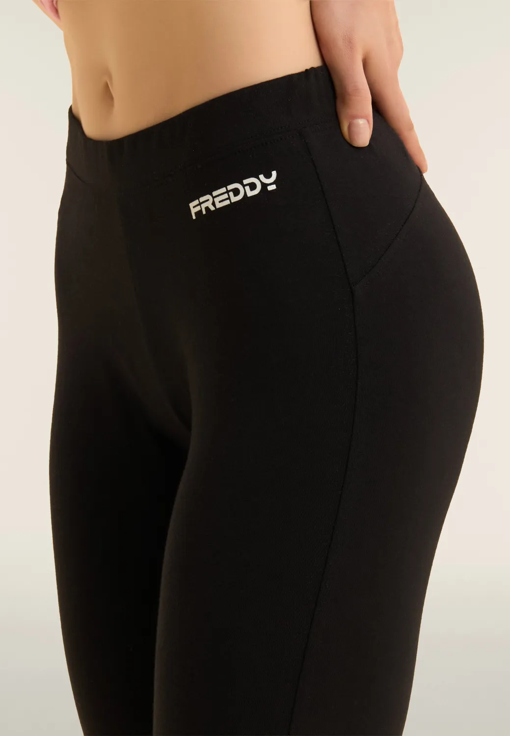 Freddy 7/8 Glitter Logo Leggings Schwarz Baumwolle