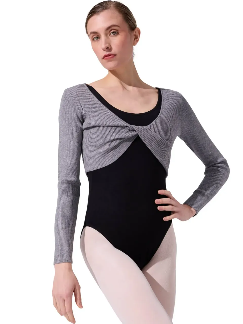 Capezio Classics Shrug Knotenpullover Schwarz langarm