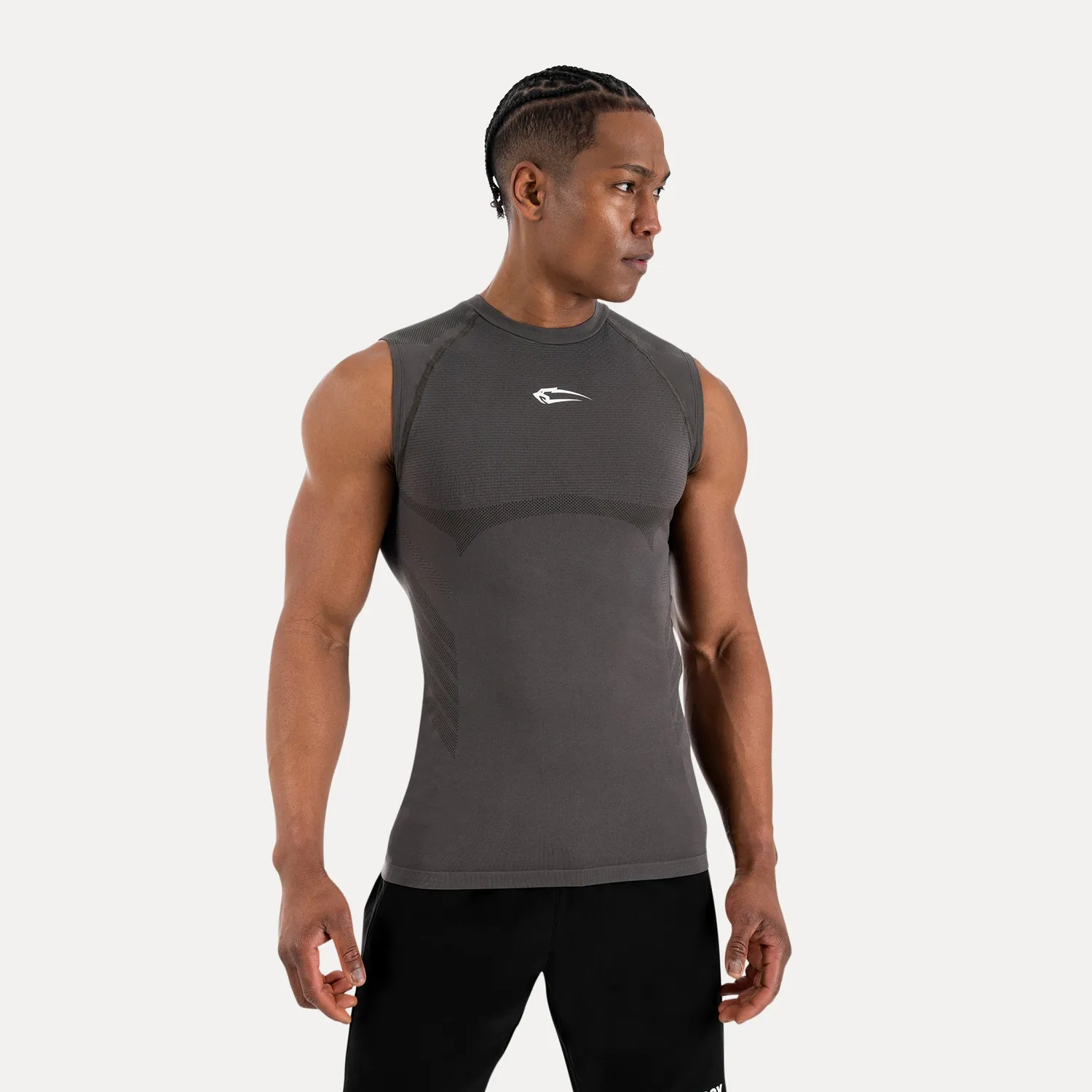 Smilodox Carnos Tank Top Herren Schwarz Kompression Seamless