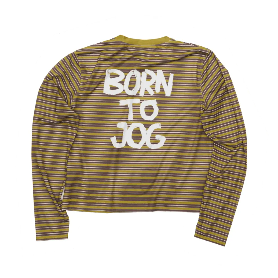 UNNA Striped LS Laufshirt Mud Gold langarm recycelt