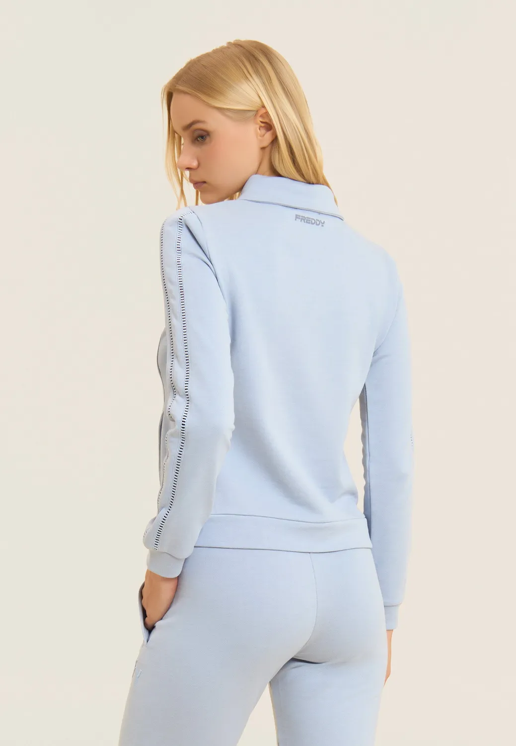 Freddy Full-Zip Sweatjacke Hemdkragen Zen Blue French Terry