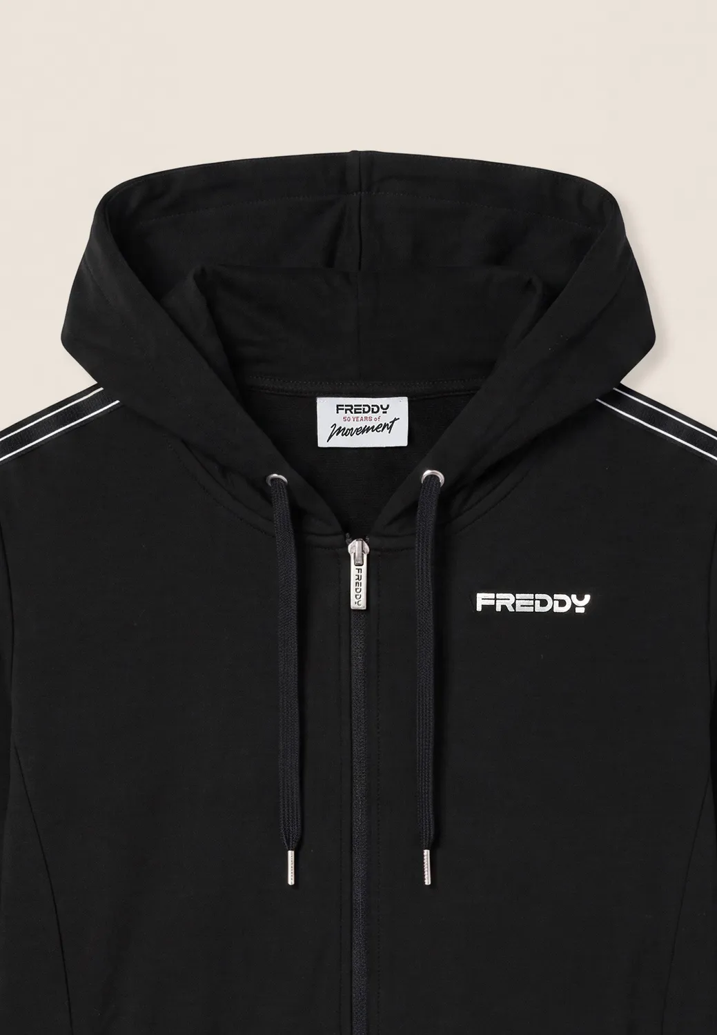 Freddy Cropped Hoodie Kapuzenpulli Damen Schwarz elastisch